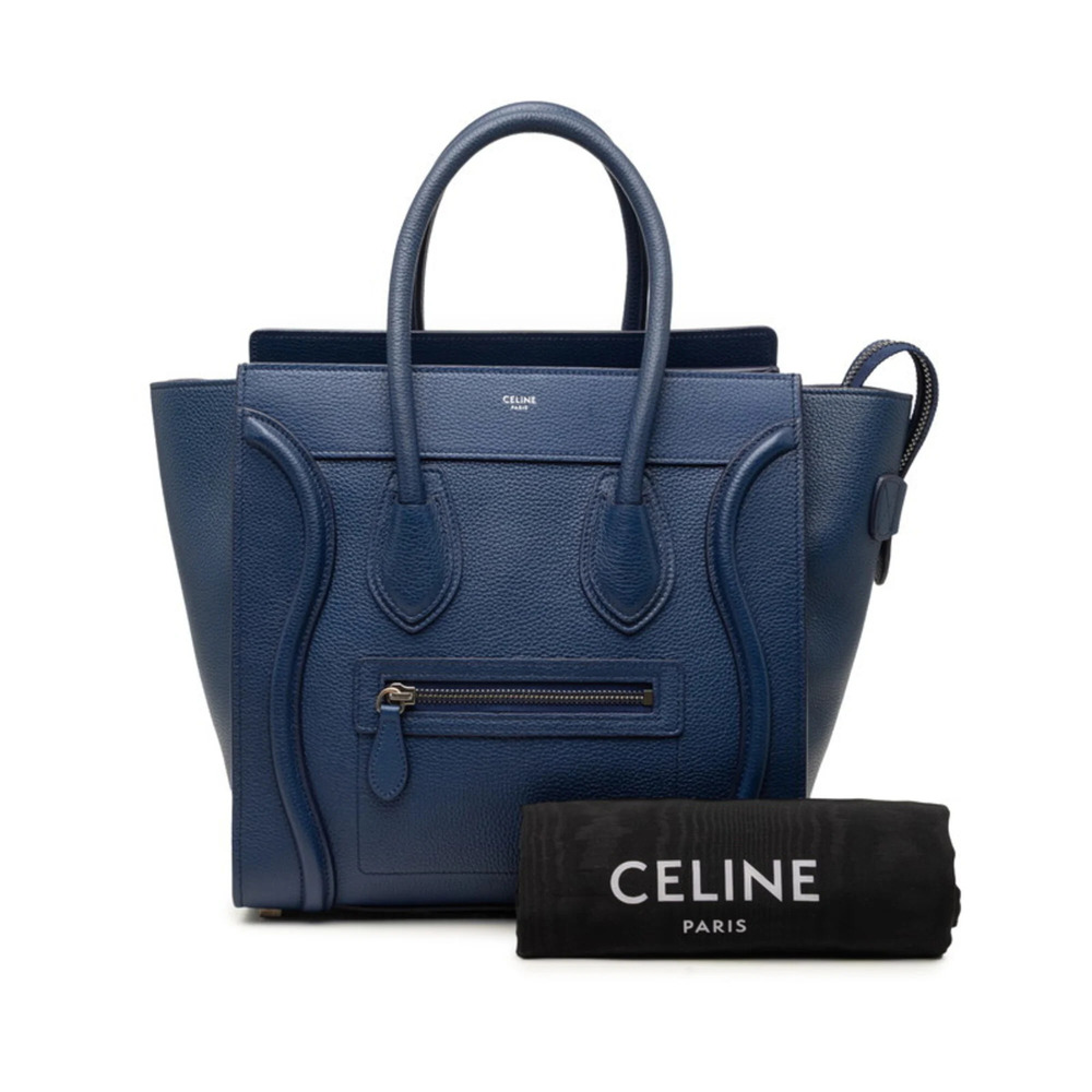 Celine Luggage Micro Shopper Handbag Tote Bag Navy Leather Women's CELINE - Picture 7 of 7